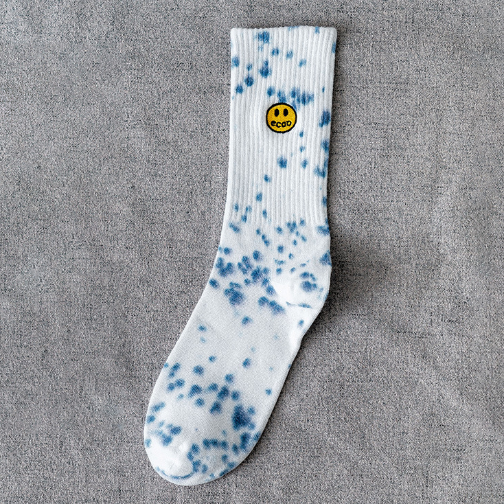 Smiley Fashion Tie Dye Socks Crew Cotton Socks for Spring Summer